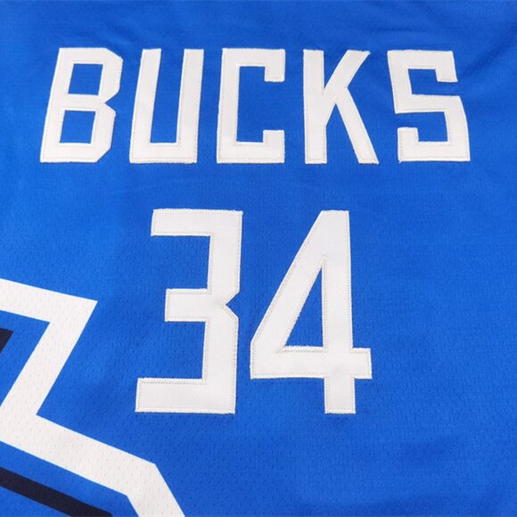 Milwaukee Bucks Giannis Antetokounmpo #34 Basketball Jersey – Blue NBA Fan Tank - Picture 2 of 5